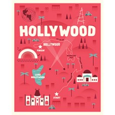 Hollywood Sign Close Up Map Poster -- pink
