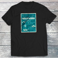 Hollywood Sign Close Up Map T-Shirt -- blue graphic